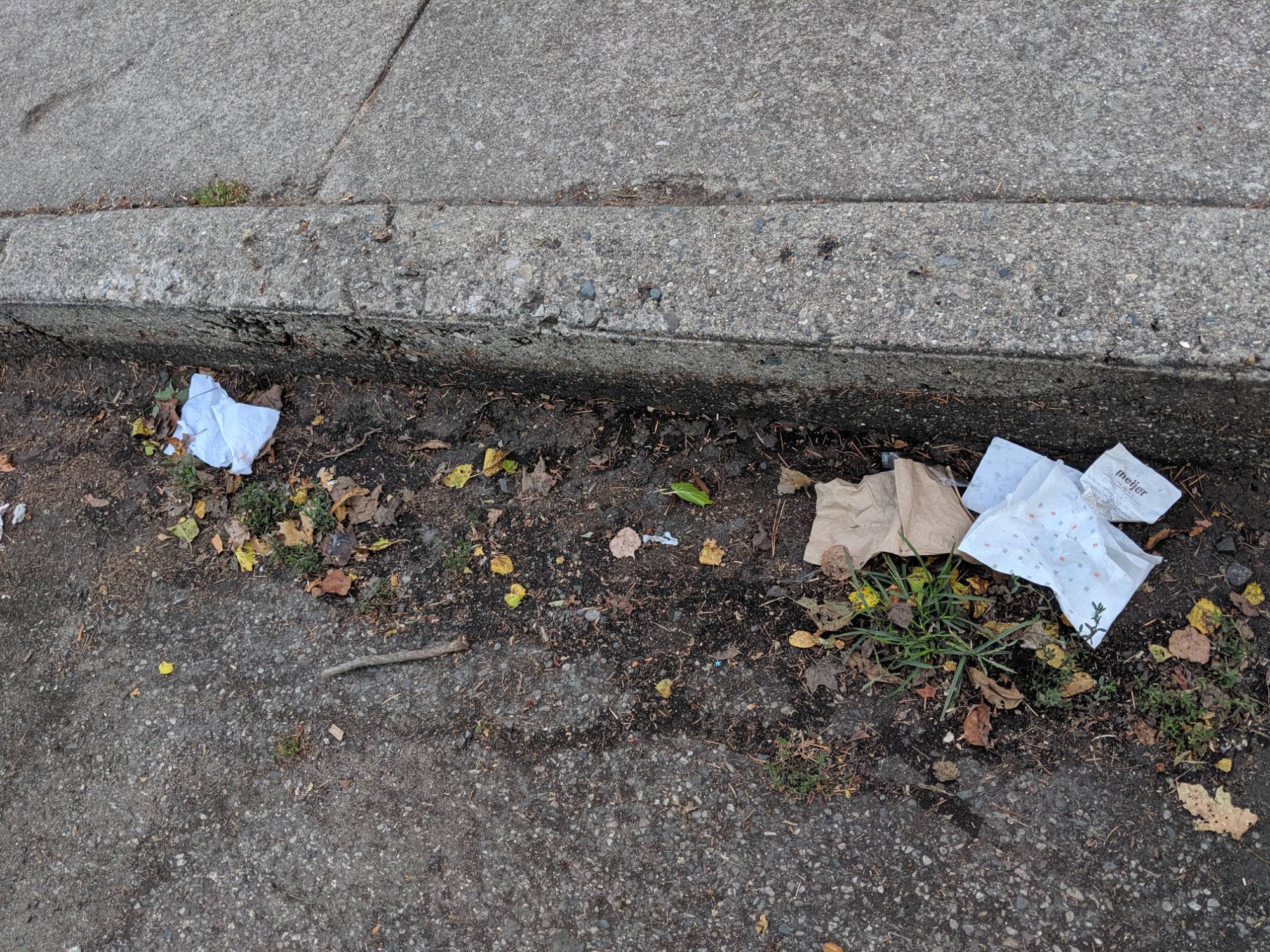 Trash and debris in the street gutter
